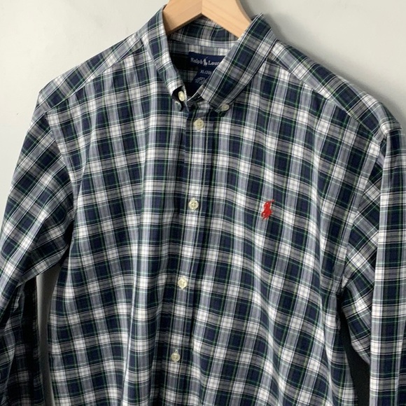 Ralph Lauren Plaid Button-Down Oxford Shirt Green‎ Blue White Boys XL (20) - Picture 1 of 9